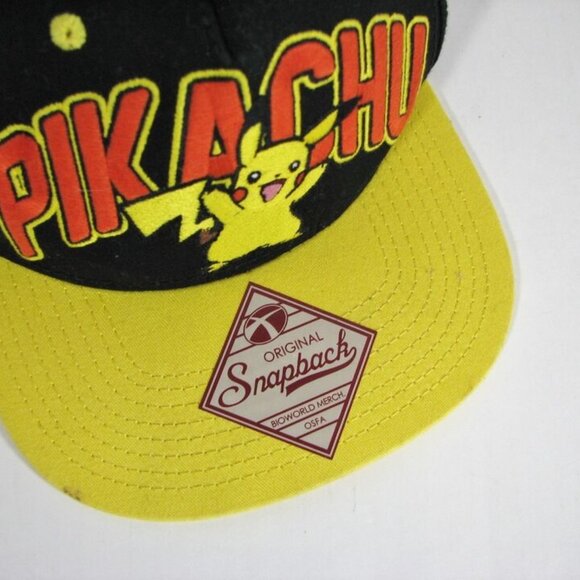 Pokemon Pikachu Black Red Yellow Snapback Hat Ball Cap One Size - Picture 4 of 5